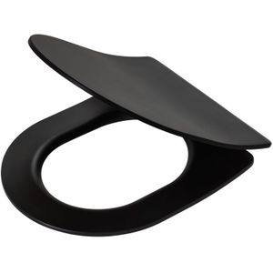 Tiger Tune - WC bril D-vorm - Toiletbril - Softclose - Easy clean functie - Duroplast - Zwart / RVS geborsteld