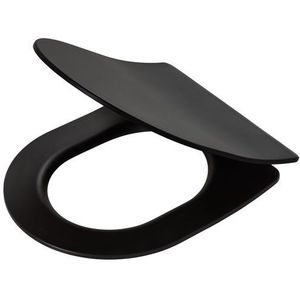 Tiger Tune - WC bril D-vorm - Toiletbril - Softclose - Easy clean functie - Duroplast - Zwart / Goud geborsteld