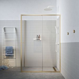 Sealskin - Douchedeur + Zijwand Contour 120 X 200cm - Goud Profiel - 6 Mm Helder Glas