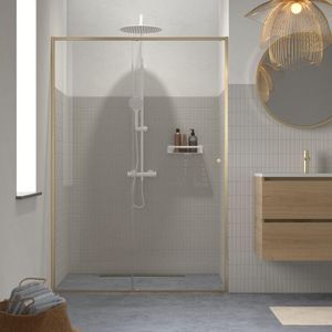Sealskin Contour schuifdeur voor nis 140cm geborsteld goud