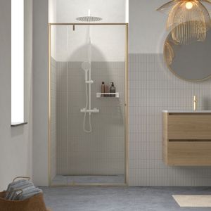 Sealskin Contour Draaideur voor nis 100x200cm 6mm helder veiligheidsglas met antikalklaag Goud geborsteld CCD201006495100