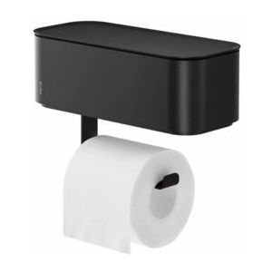 Tiger 2-Store Toiletpapierhouder met opbergdoos, toiletrolhouder met geïntegreerde doos voor bijv. vochtig toiletpapier, kleur: zwart