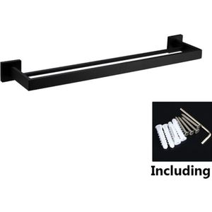 Badkamer Dubbele Handdoek Bar Wall Mount, Sus 304 Roestvrij Staal Mat Zwart