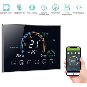 Gas Boiler Verwarming Thermostaat Wifi Temperatuur Programma Wekelijkse App Controle Backlight Touch Screen Weer Uv Vochtigheid Display