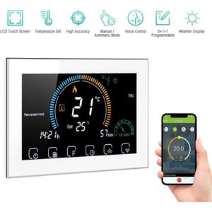 Gas Boiler Verwarming Thermostaat Wifi Temperatuur Programma Wekelijkse App Controle Backlight Touch Screen Weer Uv Vochtigheid Display