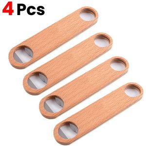 4pc Houten Flesopener Standaard Hand Flesopener Waterbestendig En Handgemaakte Houten Bier Flesopener Открывашка