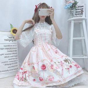 Japanse Jsk Lolita Jurk Vrouwen Zomer Jurk Zoete Zachte Meisje Wind Leuke Cartoon Lolita Jarretel Jurk Leuke