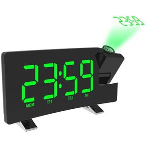 Projectie Wekker Led Display Tijd Digitale Datum Wekker Met Draaibare 180 Projector Dual Alarm Radio Functie