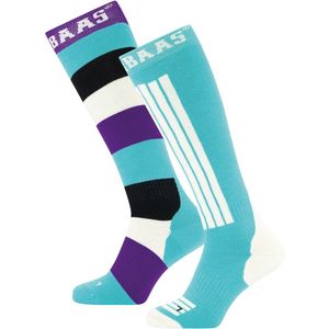 Poederbaas - Unisex Striped - Skisokken - Mint - 2 pack