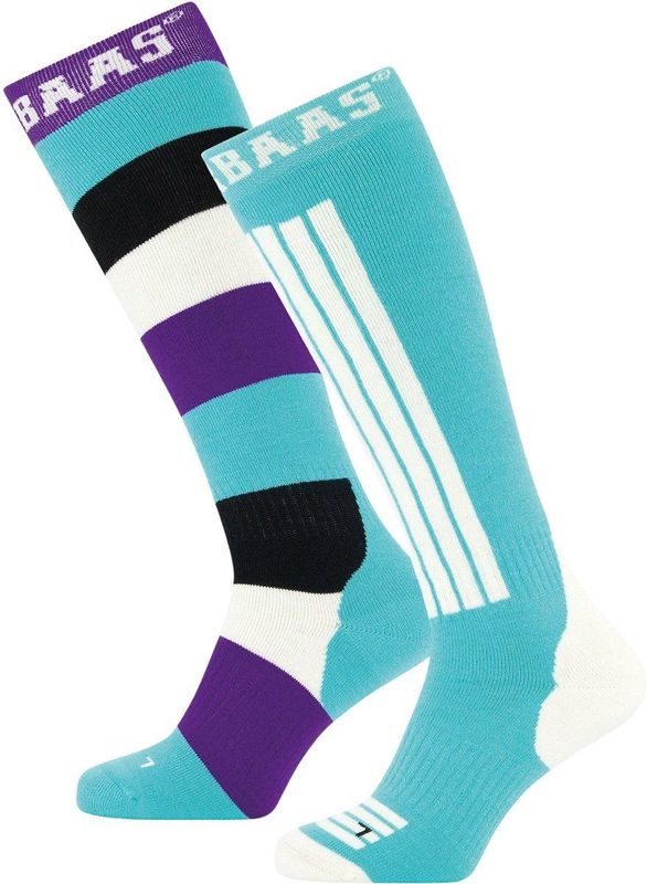 Poederbaas - Unisex Striped - Skisokken - Mint - 2 pack