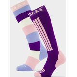 Poederbaas - Skisokken - Striped Purple/Pink - 2-Pack - Wolmix