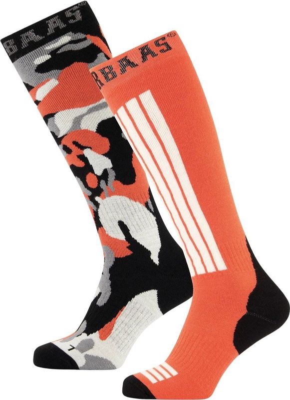 Poederbaas - Camo - Skisokken - Orange Multi - 2 pack