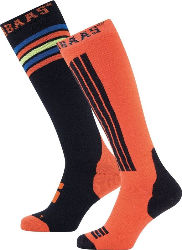 Poederbaas - Skisokken - Oranje Multi - Unisex - 2 Pack
