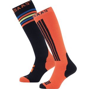 Poederbaas - Skisokken - Oranje Multi - Unisex - 2 Pack