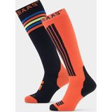 Poederbaas - Skisokken - Oranje Multi - Unisex - 2 Pack