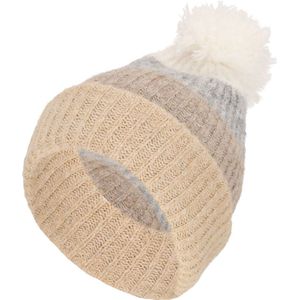 Meisjes Muts Taupe met Pompon