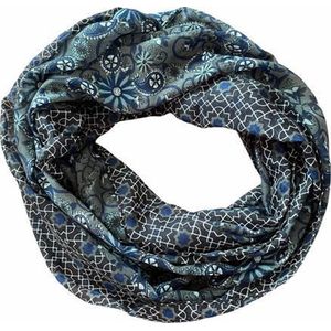 Sarlini | Snood Ronde Blauw/Olive Dames colsjaal Paisley