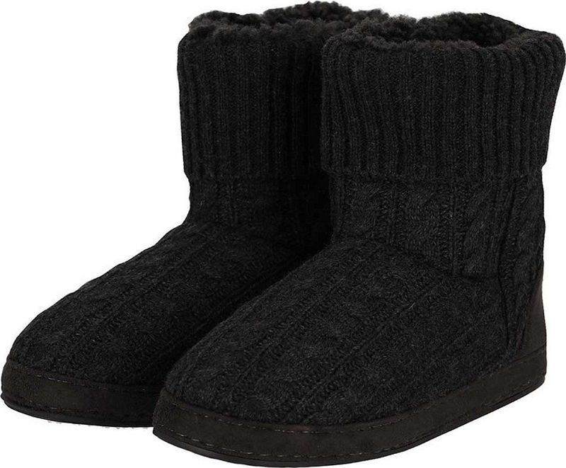 Apollo - Pantoffels - Antraciet - 100% Polyester - Kabelpatroon