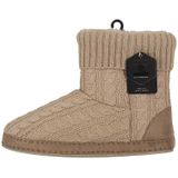 Apollo - Dames Pantoffels - Kabel Patroon - Taupe - 100% Polyester