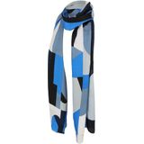 Sarlini Langwerpige Sjaal Multi Print Kobalt Blauw