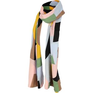 Sarlini Langwerpige Sjaal Multi Print Oker