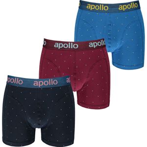 Apollo Boxershorts Heren Blue / Burgundy Dots 3-pack