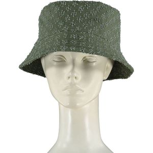 Sarlini - Bucket Hat - Vissershoedje - Hoed - Festival - Dames - Hoofdomtrek 56 cm - Maat M - Katoen - donkergroen