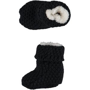 Apollo - Gebreide Baby Slofjes - Donkerblauw - Imitatiebont