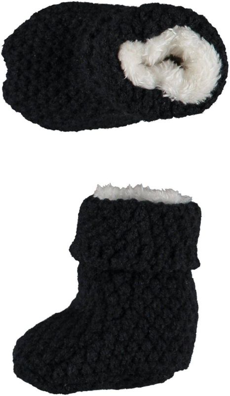 Apollo - Gebreide Baby Slofjes - Donkerblauw - Imitatiebont