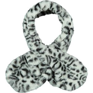 Sarlini imitatiebont sjaal met panterprint zand/zwart