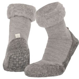 Heat Essentials - Cosyshoe Antislip Sokken - Grijs - Wollen Pantoffel Sokken - Unisex