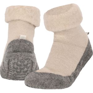 Warme slofsokken - Anti slip huissokken - Pantoffelsokken - Wollen grip sokken voor dames en heren  - Beige