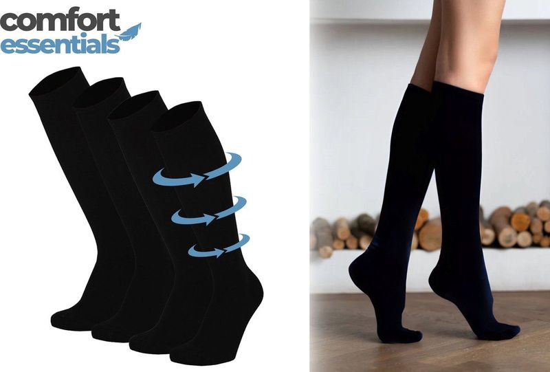 Comfort Essentials - Compressiekousen - Zwart - 2 Paar