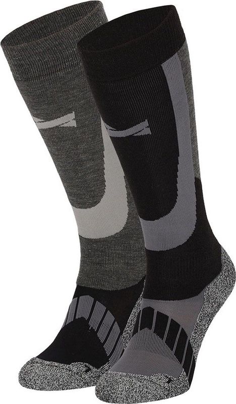 Xtreme Skisokken - 2 paar unisex skikousen kniehoogte - Multi Black - Maat 35/38