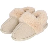 Apollo - Dames Instap Pantoffel - Vilt - Wit - Kunstbont