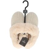 Apollo - Dames Instap Pantoffel - Vilt - Wit - Kunstbont