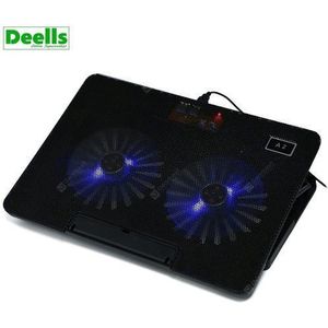 Dubbele verstelbare ventilator Laptop Macbook Notebook Cooling Pad Koeler A2 15 ""-17"" 2 extra USB-poorten