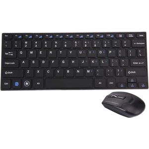 Keyboard Gaming - toetsenbord HK3910 2,4 GHz draadloos 78-toetsen Metalen ultradun toetsenbord + draadloze optische muis met ingebouwde USB-ontvanger voor computer PC-laptop (zwart)