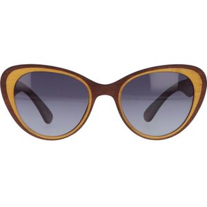 5one® Napoli - Houten Cateye dames zonnebril - grijze lens