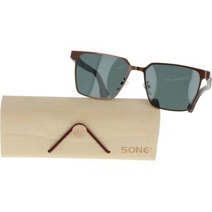 5one®  Napoli Square Green - Zonnebril met houten poten - G15 lens