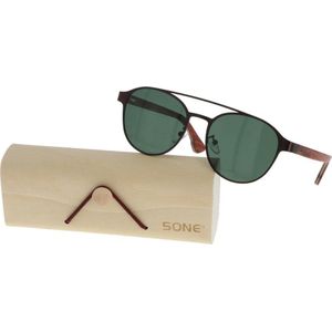 5one® Amalfi 2.0 - Zonnebril met houten poten met groene G15 lens