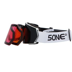 5one® Alpine 6 Black Medium Skibril met 3 lenzen - zwarte, oranje en roze lens