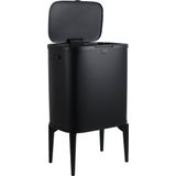 Luzzo® New York Push Prullenbak Afvalscheiding 2 Vakken - Afvalscheidingsprullenbak 18 ltr - Zwart