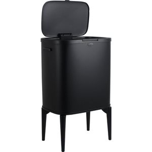 Luzzo® New York Push Prullenbak Afvalscheiding 2 Vakken - Afvalscheidingsprullenbak 18 ltr - Zwart