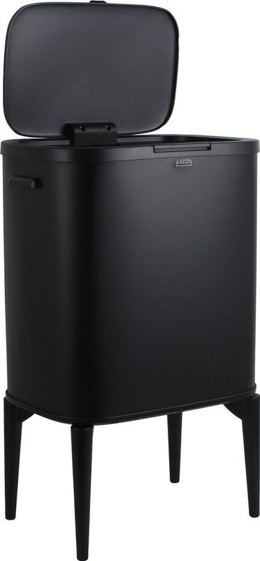 Luzzo® New York Push Prullenbak Afvalscheiding 2 Vakken - Afvalscheidingsprullenbak 18 ltr - Zwart