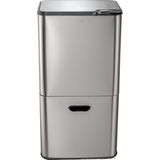 Luzzo® Kansas Push Prullenbak 63 liter Afvalscheiding 4 vakken Afval Scheiden Metal Grey