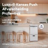 Luzzo® Kansas Push Prullenbak 63 liter Afvalscheiding 4 vakken Afval Scheiden Metal Grey