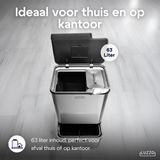 Luzzo® Kansas Push Prullenbak 63 liter Afvalscheiding 4 vakken Afval Scheiden Metal Grey