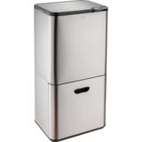 Luzzo® Kansas Push Prullenbak 63 liter Afvalscheiding 4 vakken Afval Scheiden Metal Grey