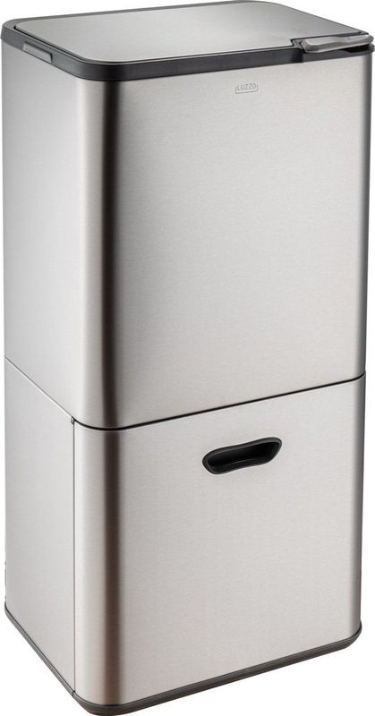 Luzzo® Kansas Push Prullenbak 63 liter Afvalscheiding 4 vakken Afval Scheiden Metal Grey